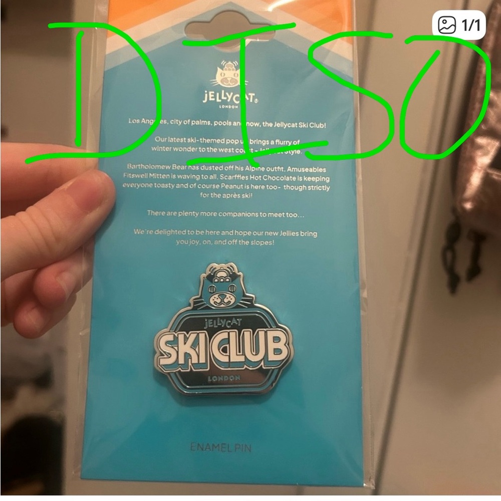 IN SEARCH OF Jellycat Blue and White Ski Club Pin